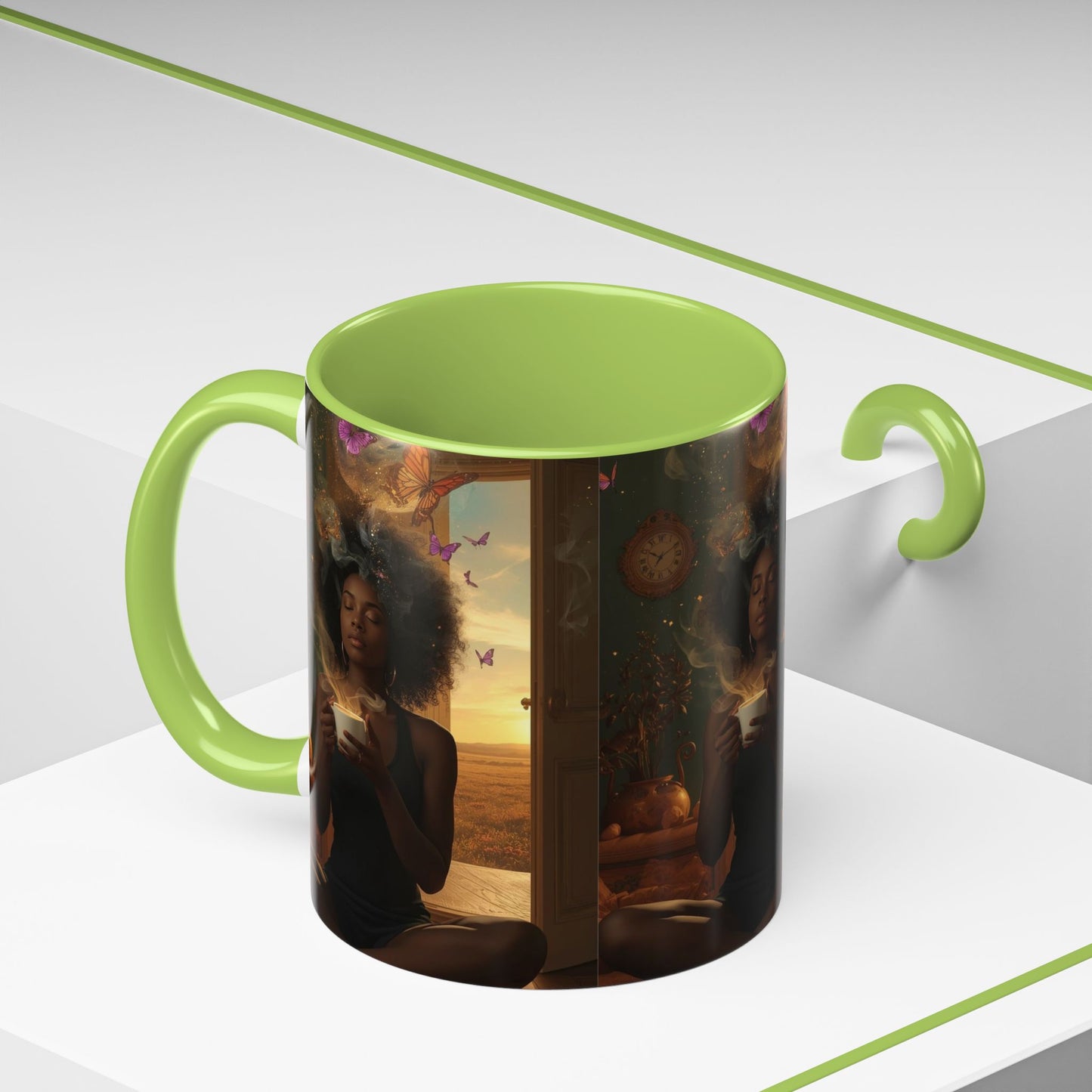 Serene Morning Accent Coffee Mug - Perfect for Tea Lovers, Unique Gift for Women, Cozy Home Decor, Butterfly Design Memento