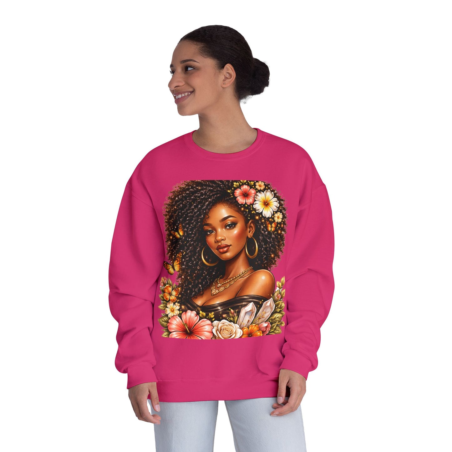 Afro Floral Portrait Crewneck Sweatshirt