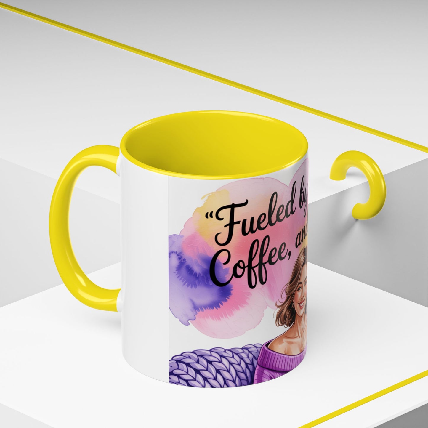 Fueled by Grace, Coffee, and Chaos Accent Coffee Mug, Colorful Design for Coffee Lovers, Hot chocolate