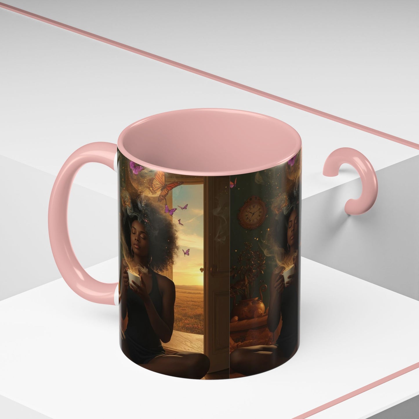 Serene Morning Accent Coffee Mug - Perfect for Tea Lovers, Unique Gift for Women, Cozy Home Decor, Butterfly Design Memento