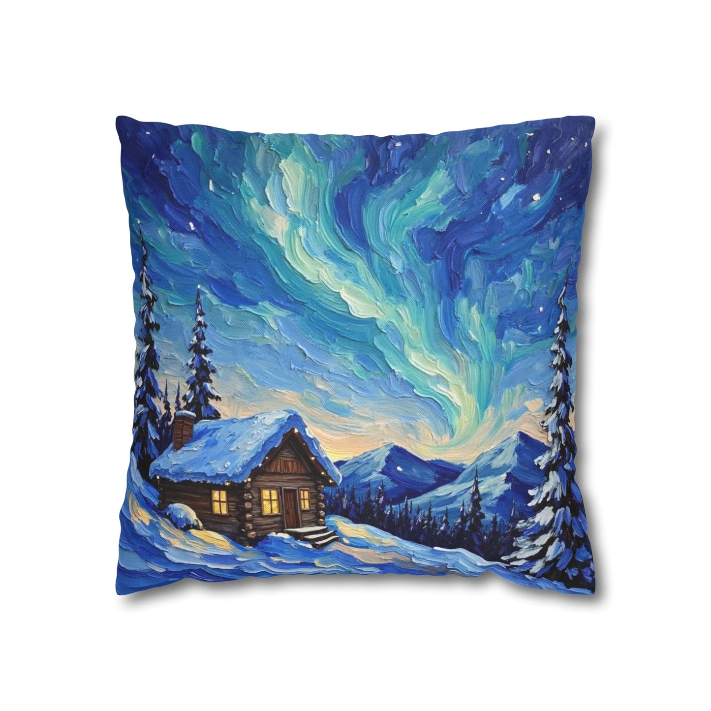 Cozy Winter Landscape Pillowcase, Decorative Cushion Cover for Home, Winter Decor, Christmas Gift, Cabin Aesthetic