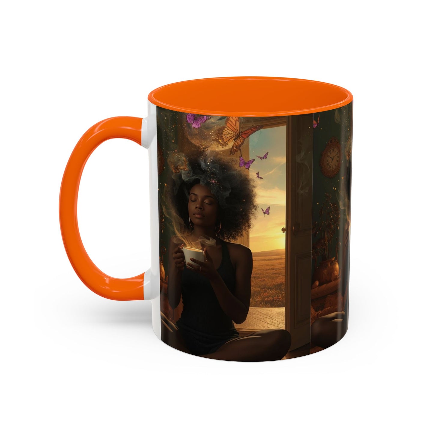 Serene Morning Accent Coffee Mug - Perfect for Tea Lovers, Unique Gift for Women, Cozy Home Decor, Butterfly Design Memento