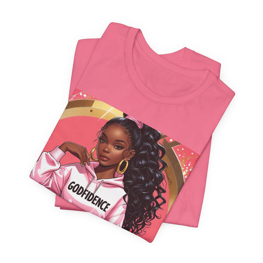 Godfidence Unisex Tee, Empowering Graphic Shirt, Casual Wear, Gift for Her, Fashionable Tees, Birthday Gift, Motivational Apparel