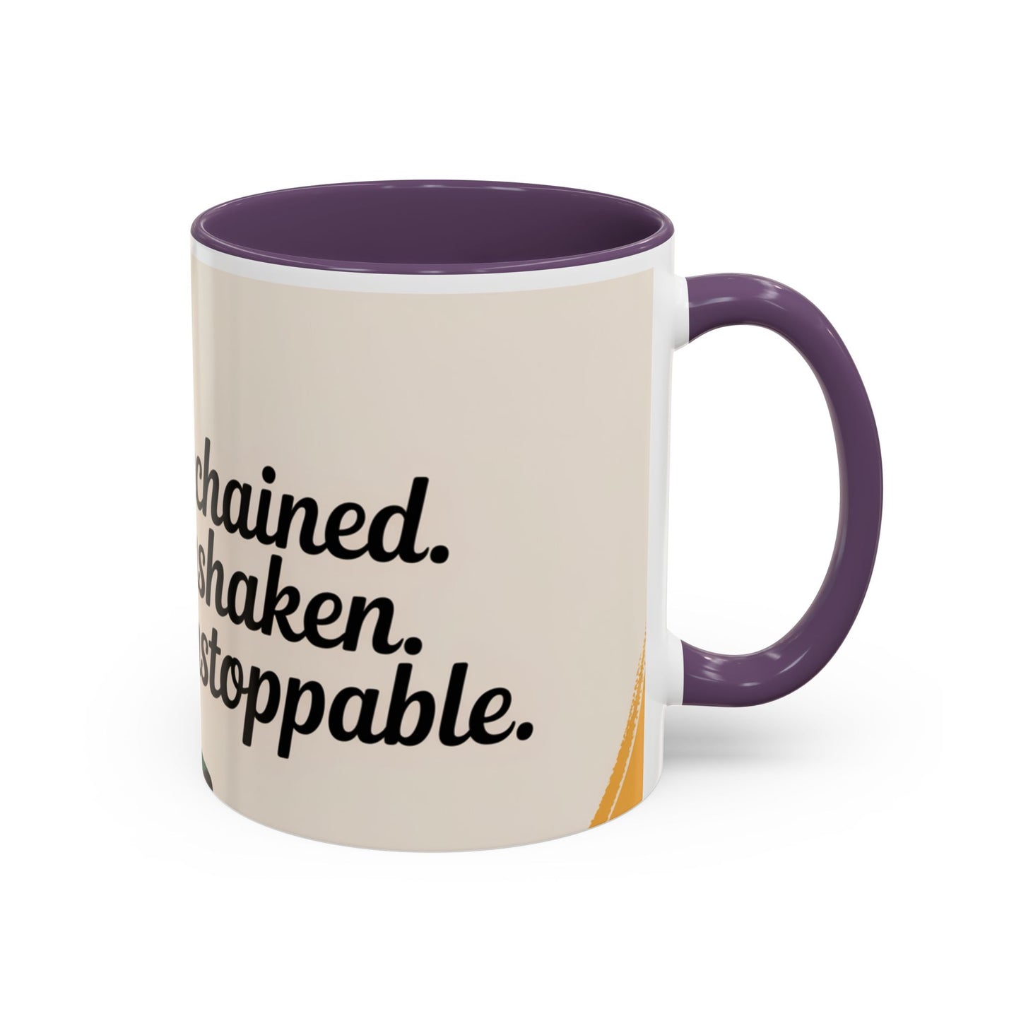 Unchained Unshaken Unstoppable Accent Coffee Mug, Juneteenth