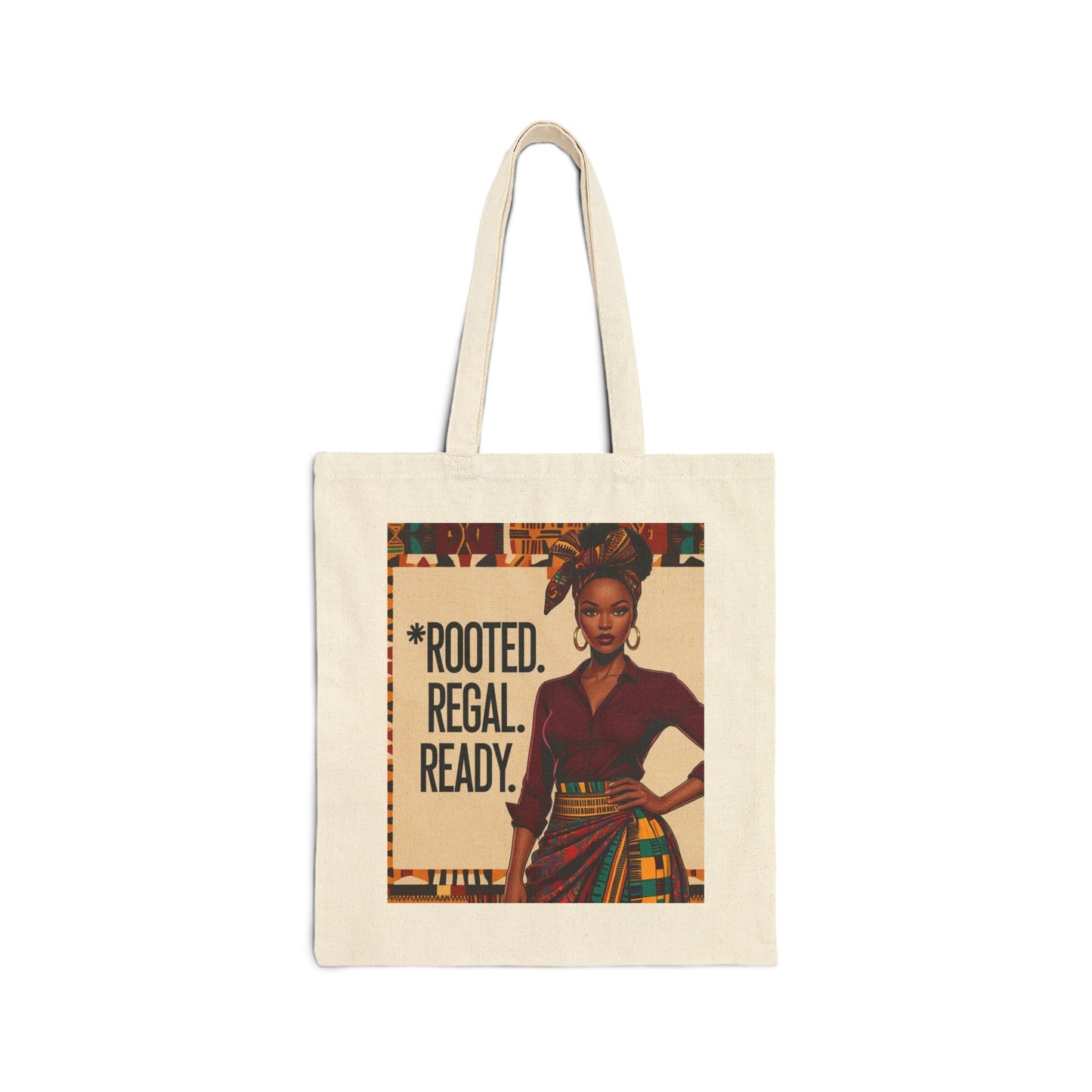 Empowering Cotton Canvas Tote Bag | Rooted Regal Ready, Free Black Proud Powerful, Eco-Friendly Shopper, Gift for Her, Fashion Statement