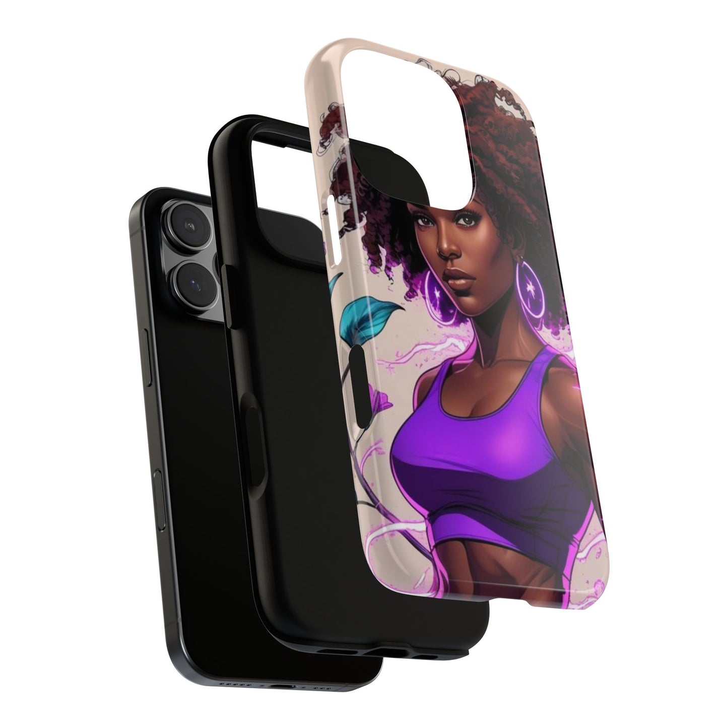 Vibrant Phone Case featuring Empowering Design, Black Woman Art, Floral Phone Accessory, Tough Cases for Gifts, Unique Gift for Her