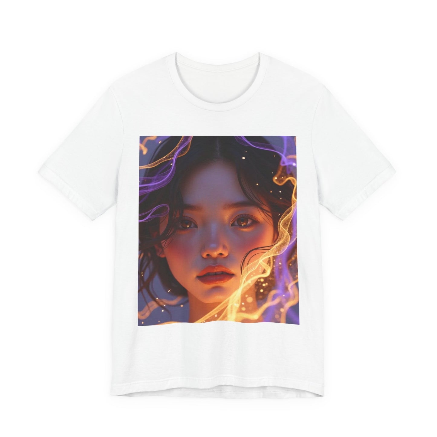 Enigmatic Portrait Tee, Unisex Graphic T-Shirt, Artistic Short Sleeve Shirt, Casual Everyday Wear, Unique Gift for Art Lovers