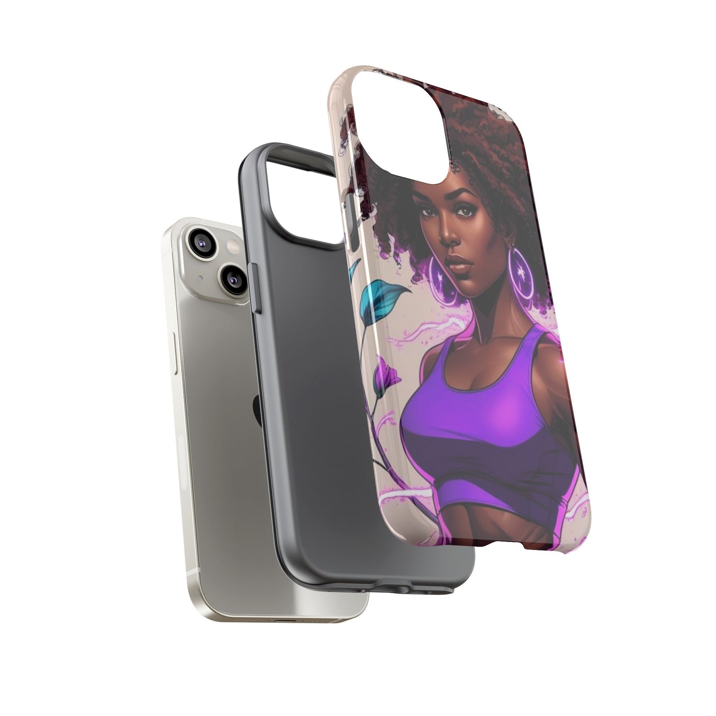 Vibrant Phone Case featuring Empowering Design, Black Woman Art, Floral Phone Accessory, Tough Cases for Gifts, Unique Gift for Her