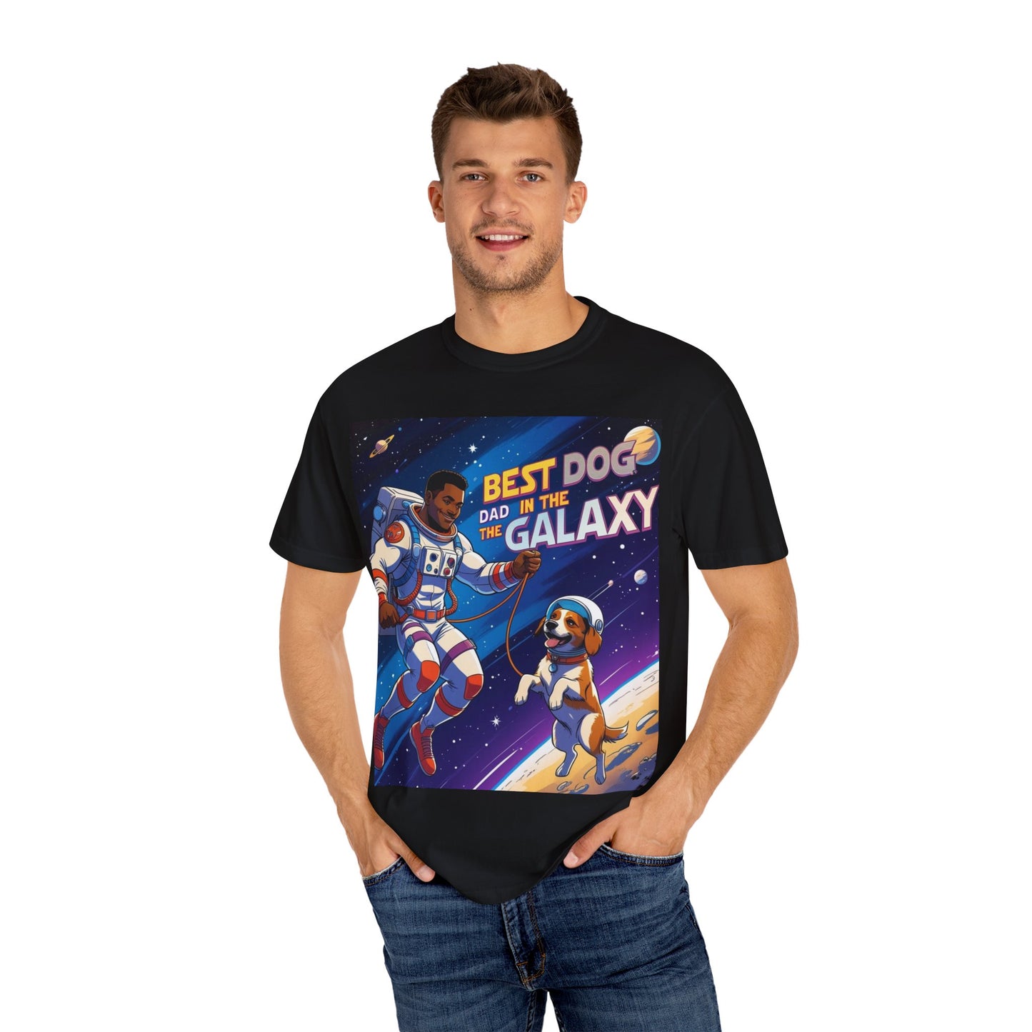Best Dog Dad in the Galaxy T-Shirt, Unisex Space-Themed Tee, Dog Lover Gift, Father's Day Shirt, Gift for Dog Dads, Galaxy Graphic Tee