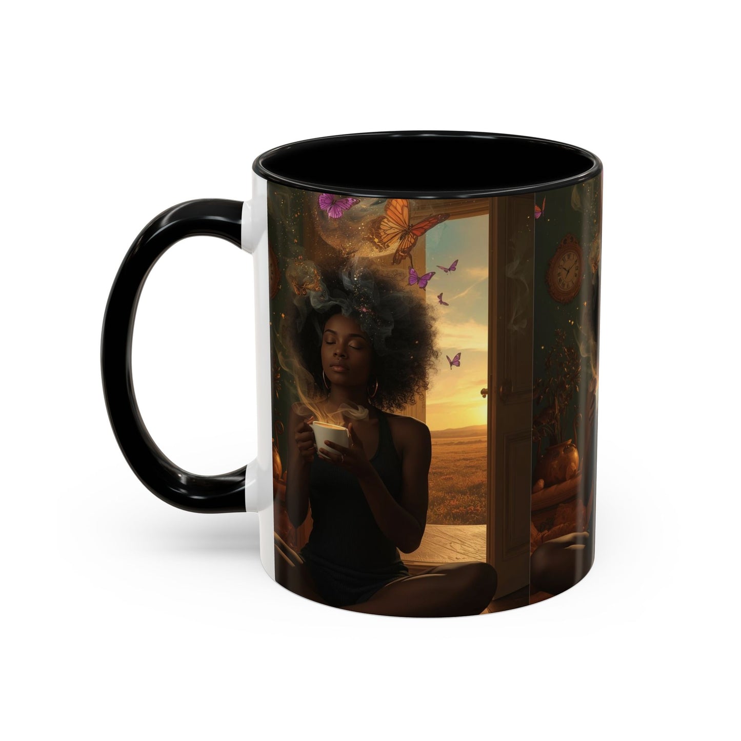 Serene Morning Accent Coffee Mug - Perfect for Tea Lovers, Unique Gift for Women, Cozy Home Decor, Butterfly Design Memento