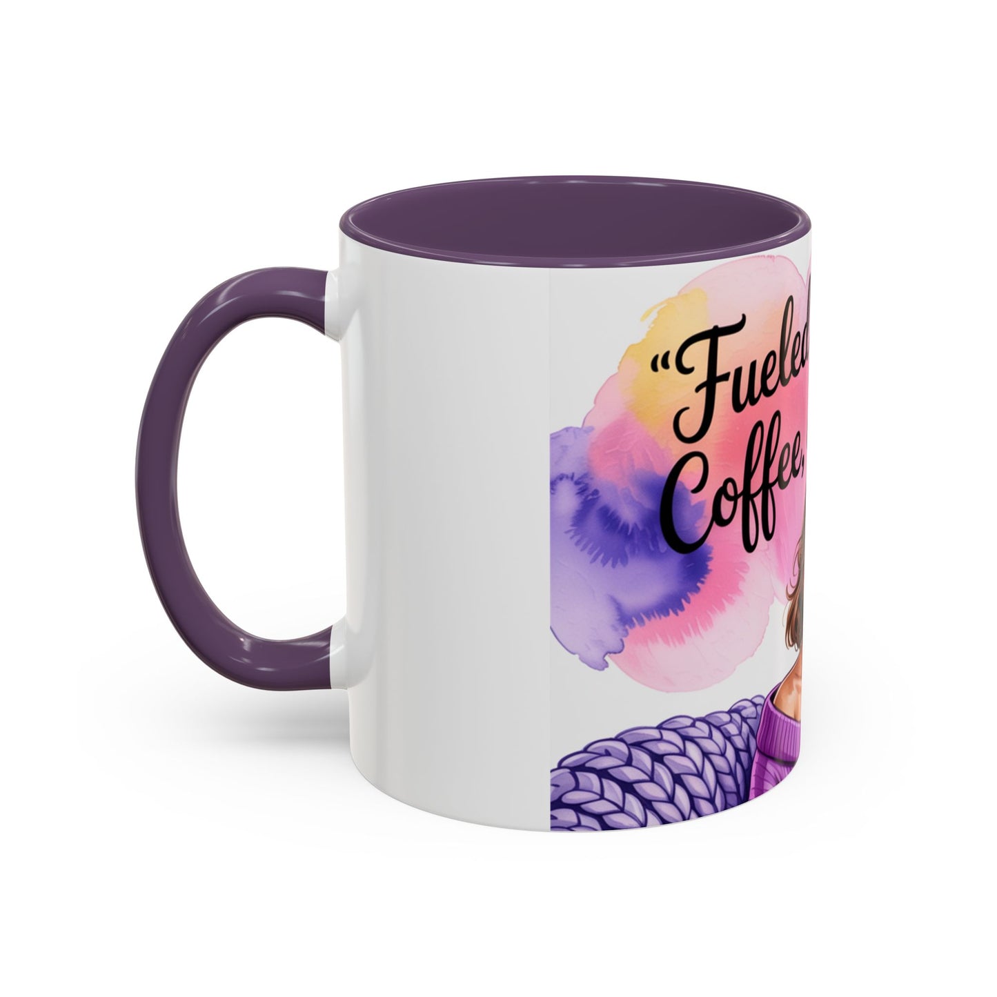 Fueled by Grace, Coffee, and Chaos Accent Coffee Mug, Colorful Design for Coffee Lovers, Hot chocolate
