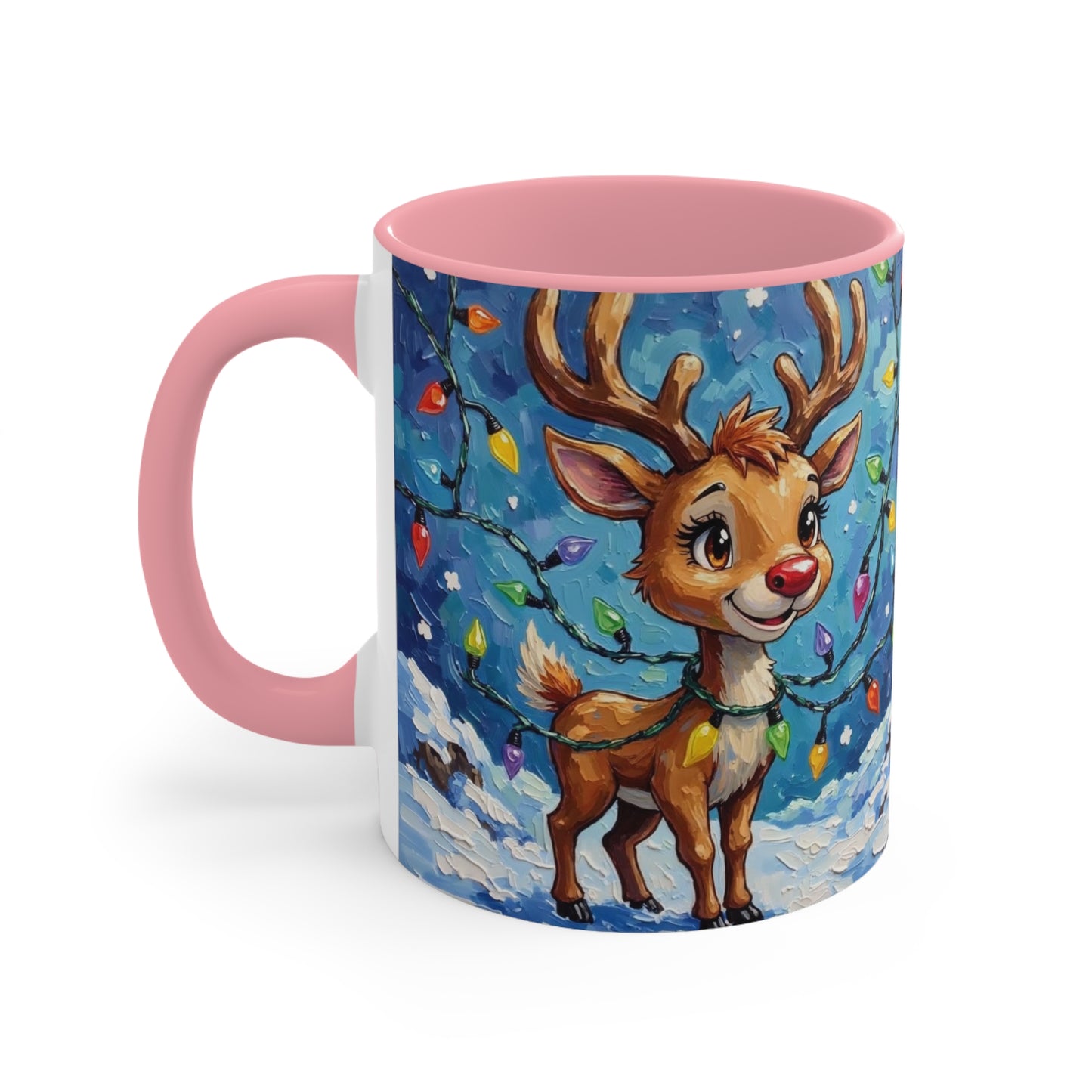 Cute Christmas Reindeer Accent Mug, Holiday Mug, Gift for Animal Lovers, Warm Beverage Holder, Festive Kitchen Decor