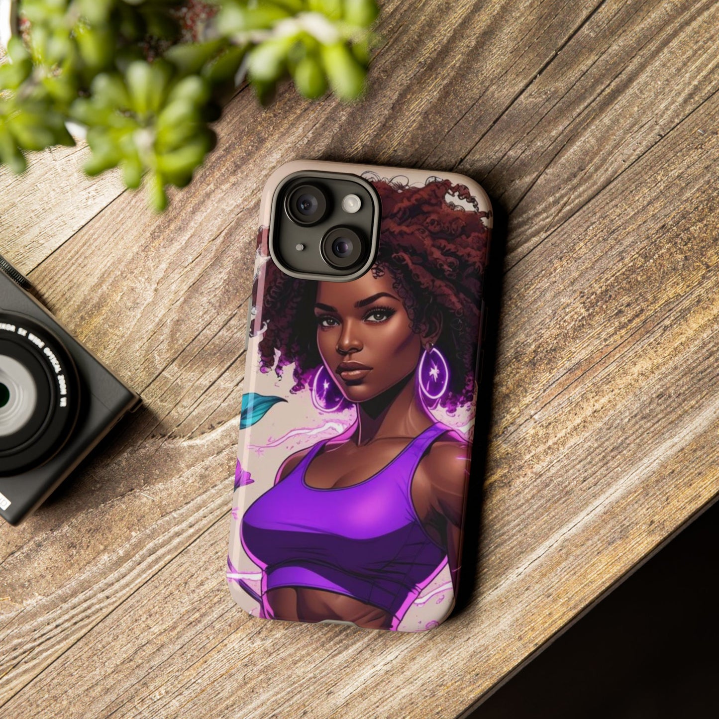Vibrant Phone Case featuring Empowering Design, Black Woman Art, Floral Phone Accessory, Tough Cases for Gifts, Unique Gift for Her