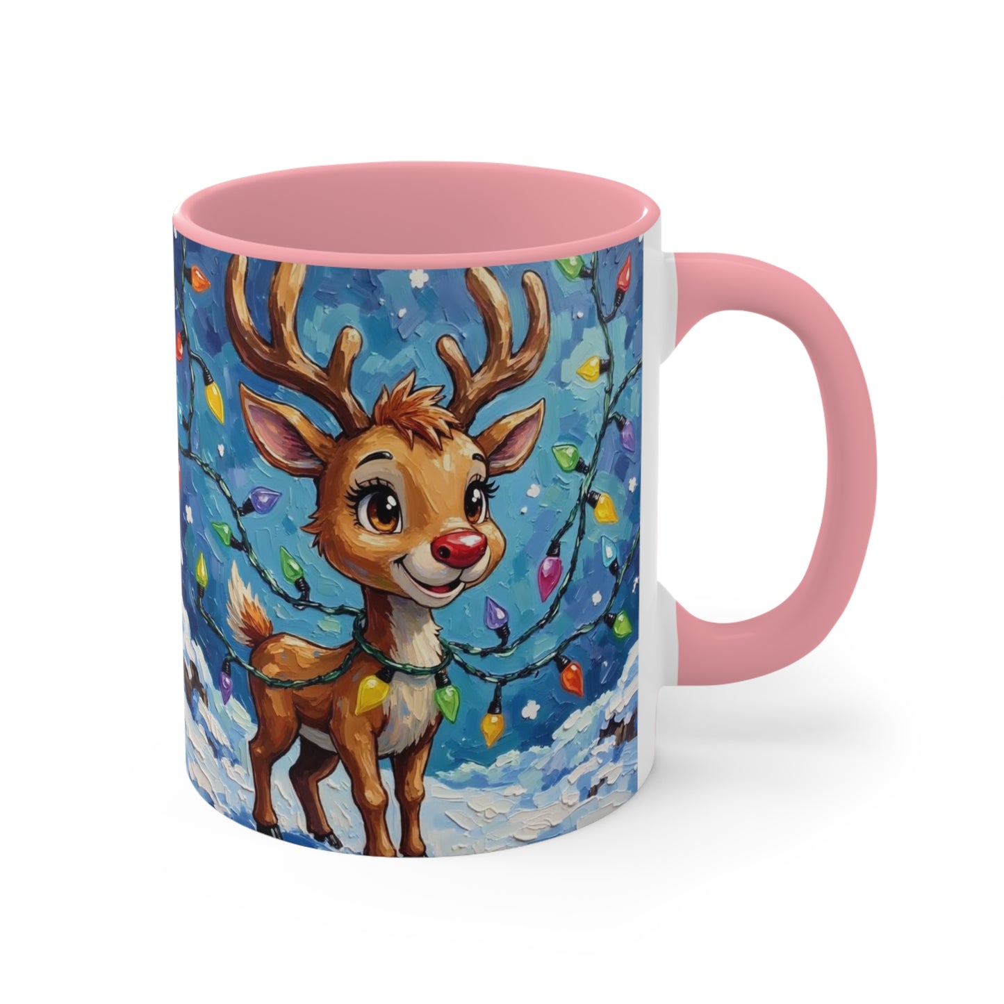 Cute Christmas Reindeer Accent Mug, Holiday Mug, Gift for Animal Lovers, Warm Beverage Holder, Festive Kitchen Decor