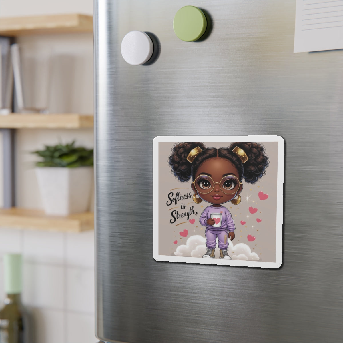 Cute Die-Cut Magnets | Empowering Art for Home, Planner Decor, Gift for Teens, Softness is Strength