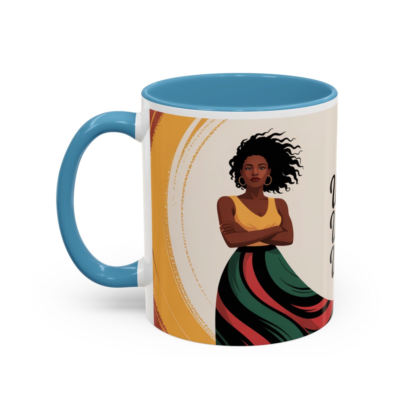 Unchained Unshaken Unstoppable Accent Coffee Mug, Juneteenth