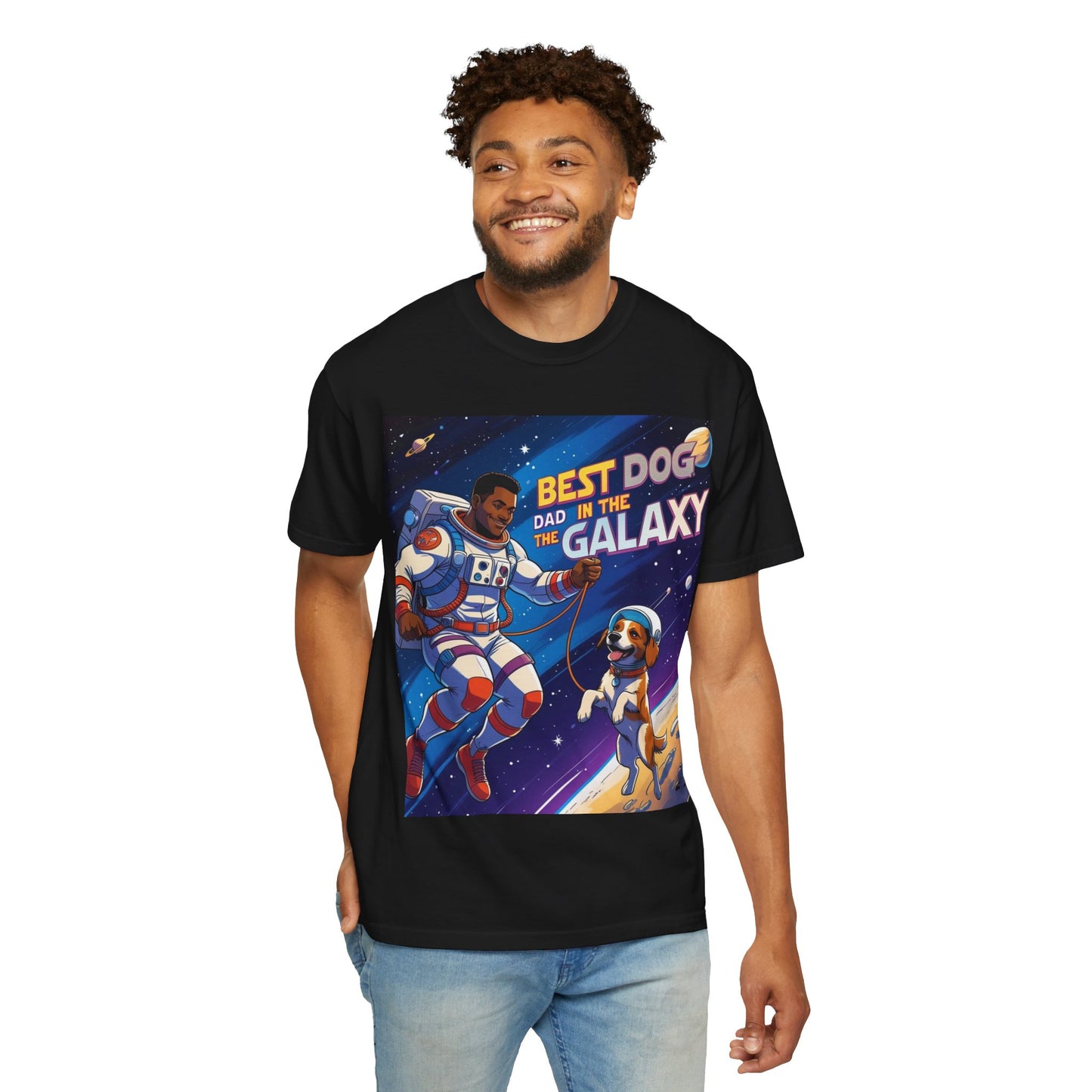 Best Dog Dad in the Galaxy T-Shirt, Unisex Space-Themed Tee, Dog Lover Gift, Father's Day Shirt, Gift for Dog Dads, Galaxy Graphic Tee