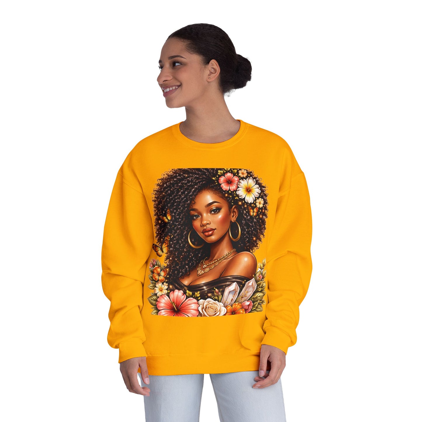 Afro Floral Portrait Crewneck Sweatshirt