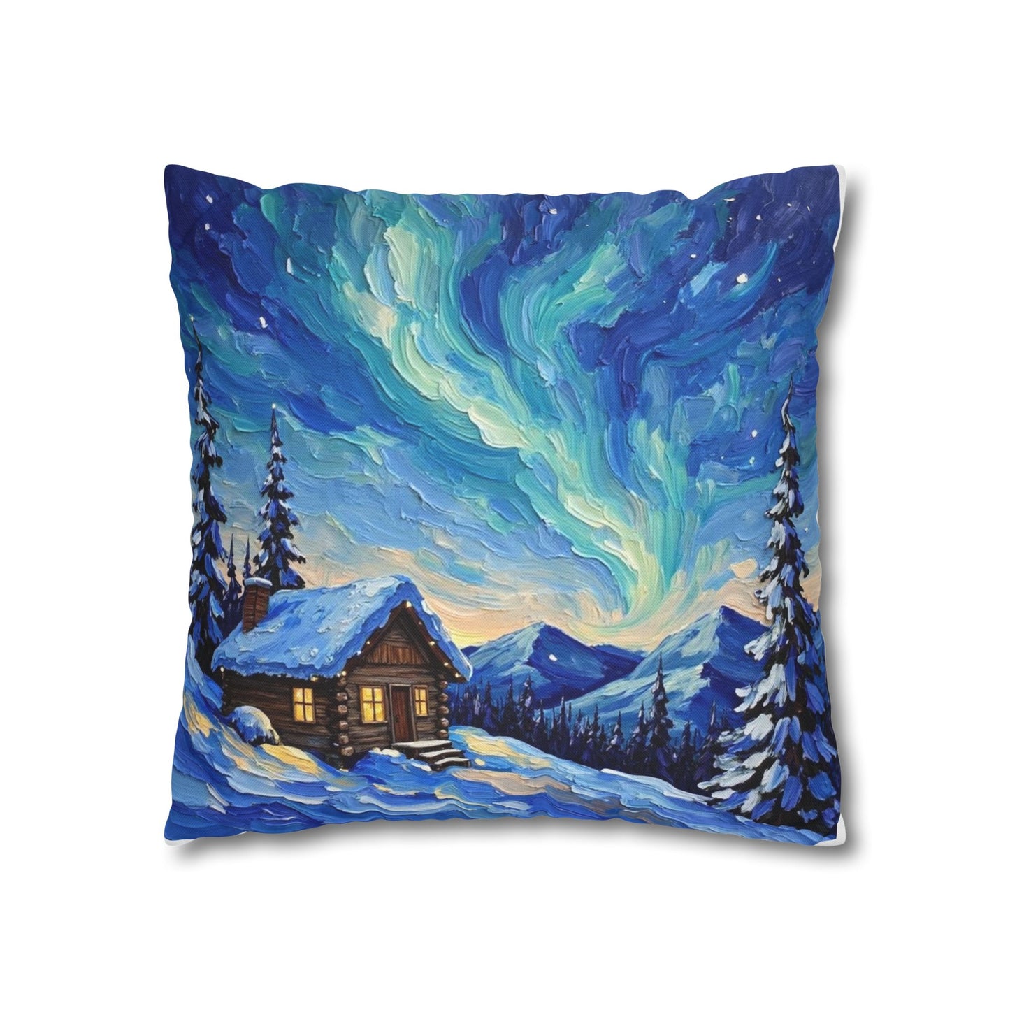Cozy Winter Landscape Pillowcase, Decorative Cushion Cover for Home, Winter Decor, Christmas Gift, Cabin Aesthetic