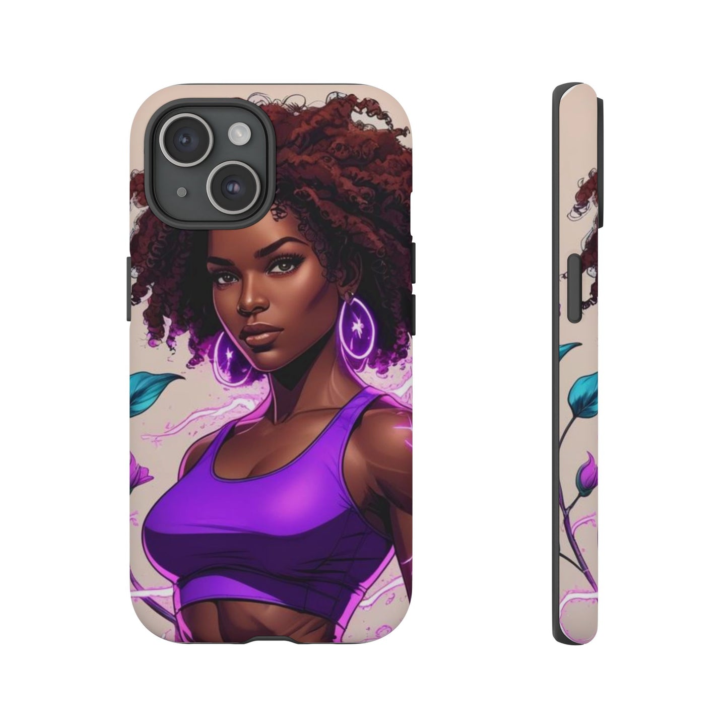 Vibrant Phone Case featuring Empowering Design, Black Woman Art, Floral Phone Accessory, Tough Cases for Gifts, Unique Gift for Her
