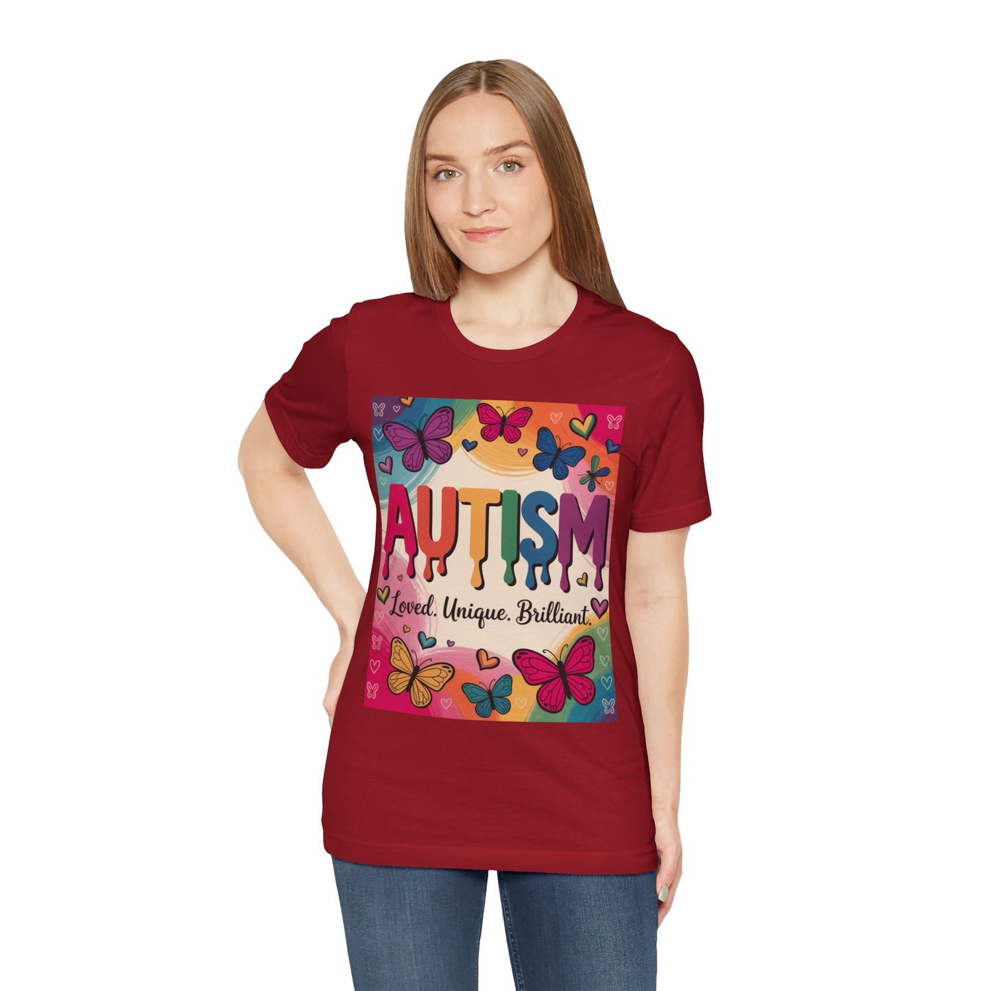 Autism Awareness Butterfly Tee  Loved, Unique, Brilliant Unisex Short Sleeve TShirt