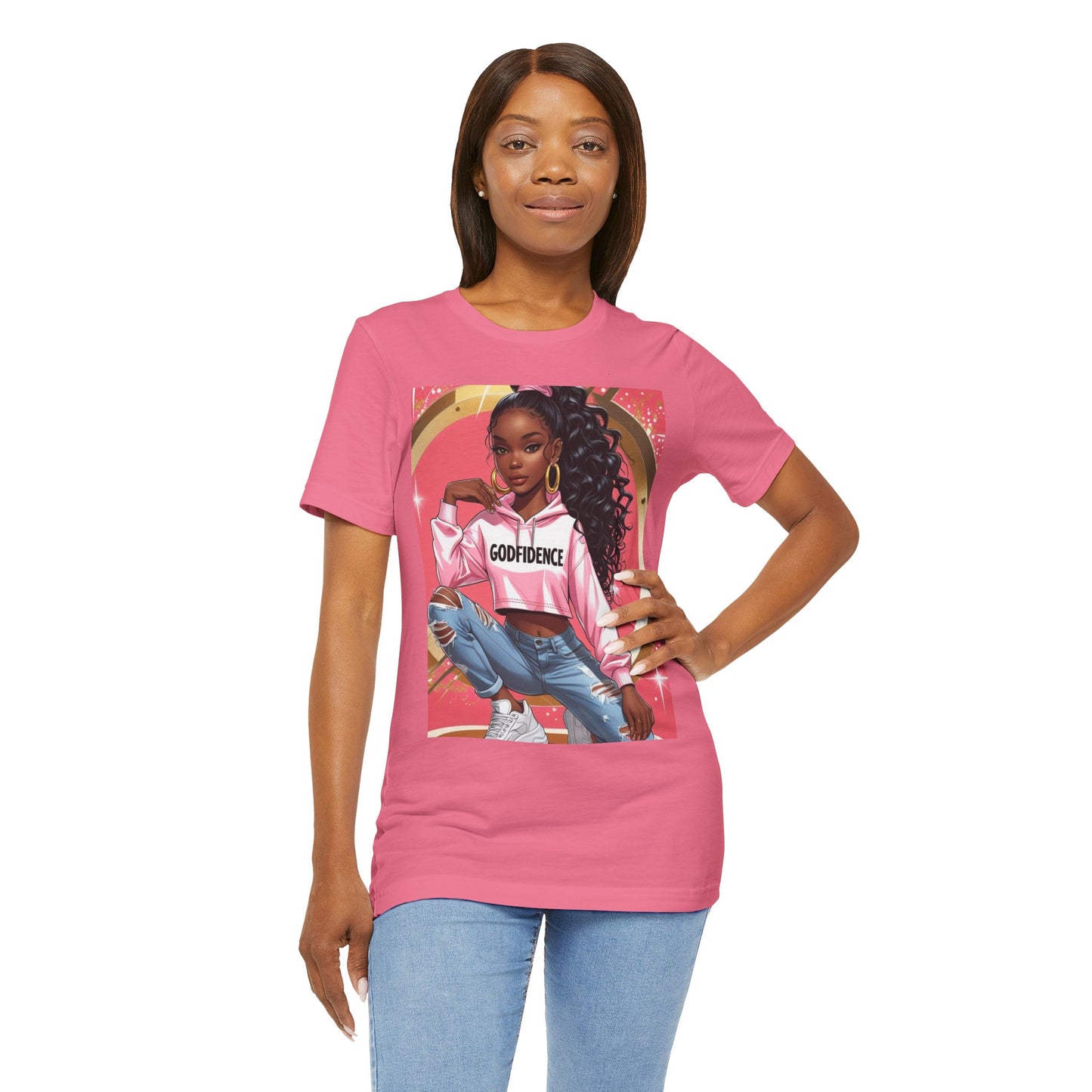 Godfidence Unisex Tee, Empowering Graphic Shirt, Casual Wear, Gift for Her, Fashionable Tees, Birthday Gift, Motivational Apparel