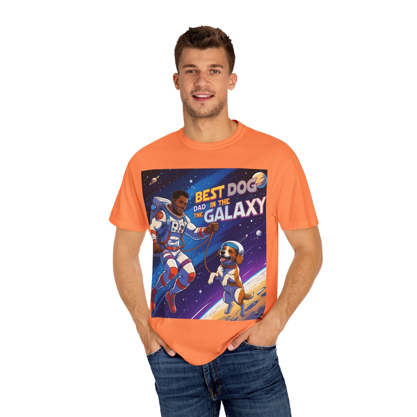 Best Dog Dad in the Galaxy T-Shirt, Unisex Space-Themed Tee, Dog Lover Gift, Father's Day Shirt, Gift for Dog Dads, Galaxy Graphic Tee