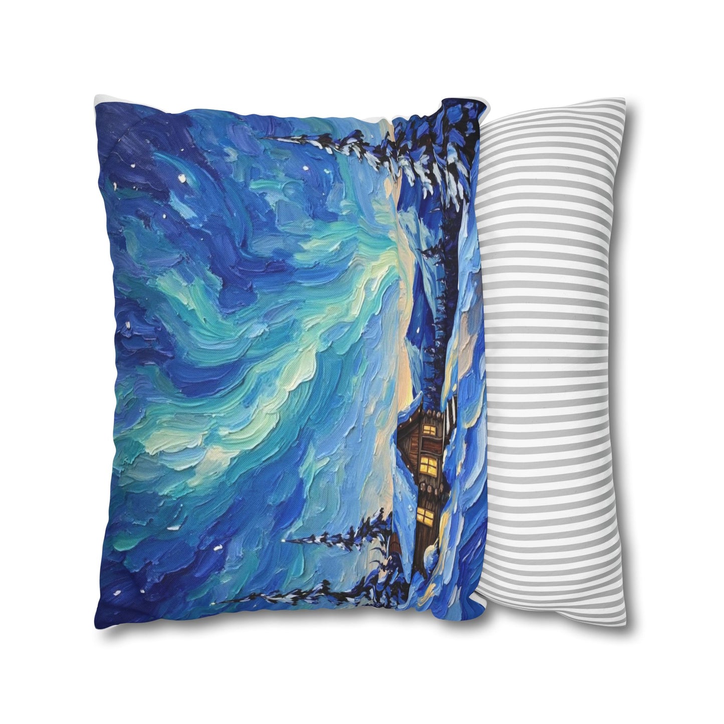 Cozy Winter Landscape Pillowcase, Decorative Cushion Cover for Home, Winter Decor, Christmas Gift, Cabin Aesthetic