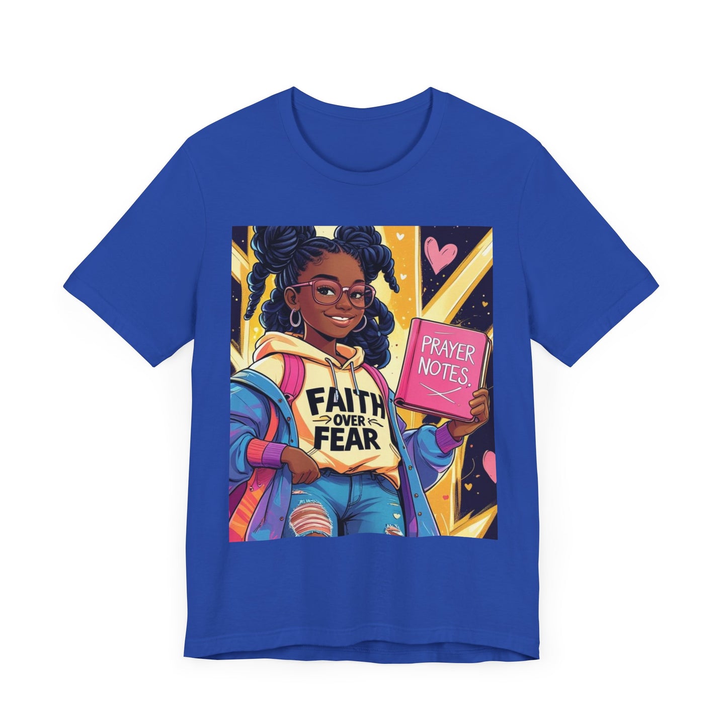 Faith Over Fear Unisex Tee - Empowering Graphic Shirt for Positivity, Inspirational Gift, Youth Apparel, Prayer Notes Design, Teen, Women