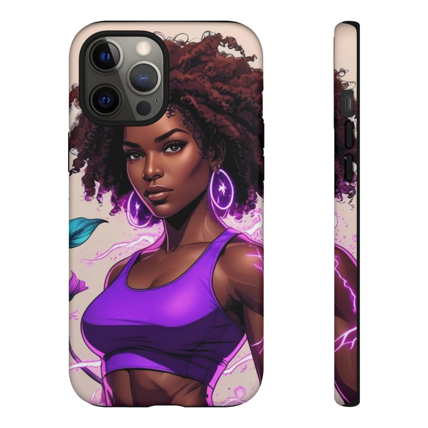 Vibrant Phone Case featuring Empowering Design, Black Woman Art, Floral Phone Accessory, Tough Cases for Gifts, Unique Gift for Her
