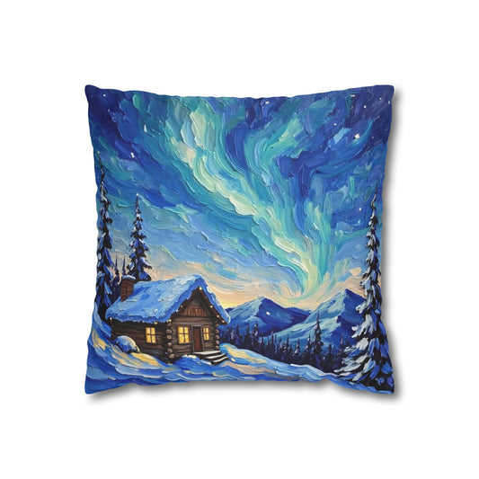 Cozy Winter Landscape Pillowcase, Decorative Cushion Cover for Home, Winter Decor, Christmas Gift, Cabin Aesthetic