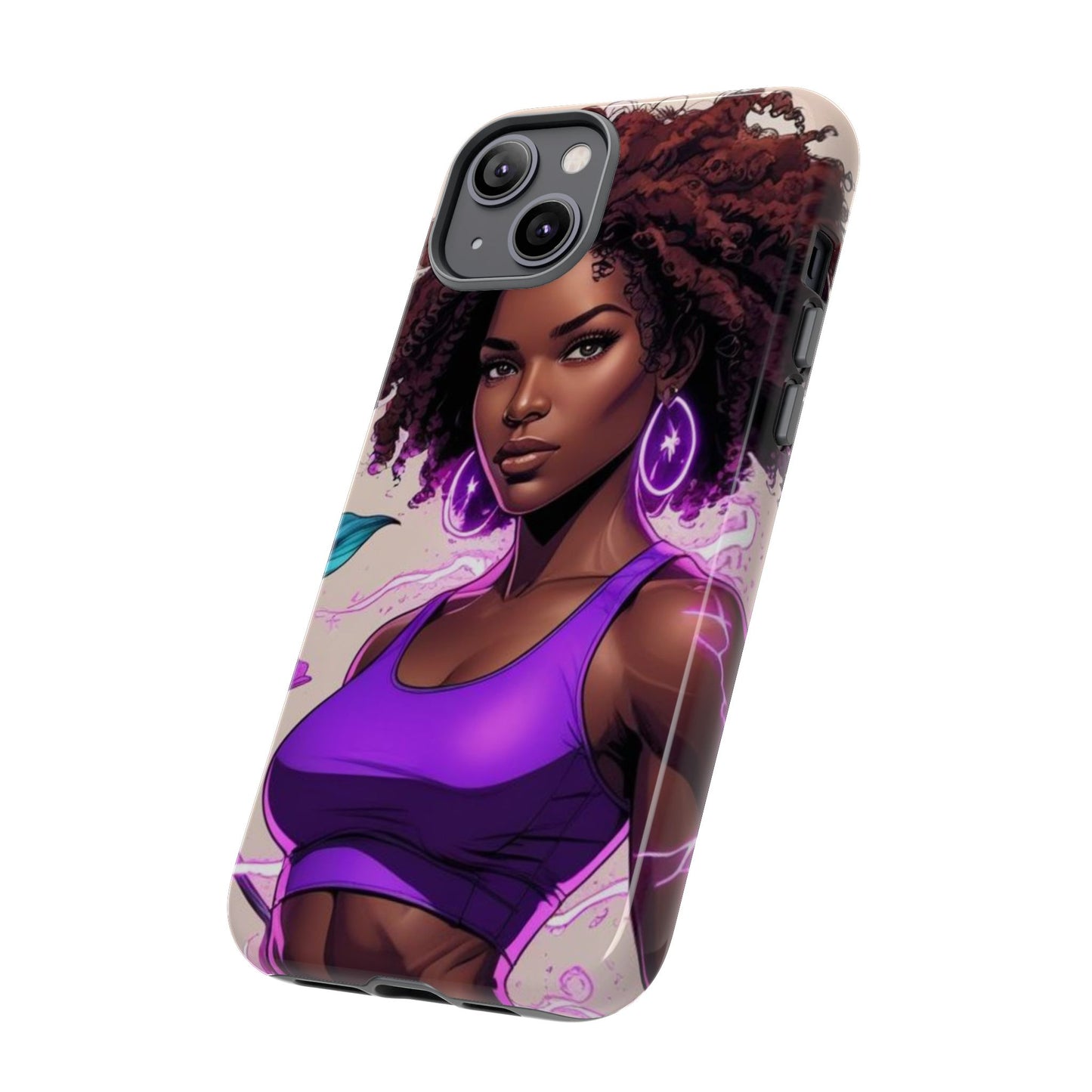 Vibrant Phone Case featuring Empowering Design, Black Woman Art, Floral Phone Accessory, Tough Cases for Gifts, Unique Gift for Her