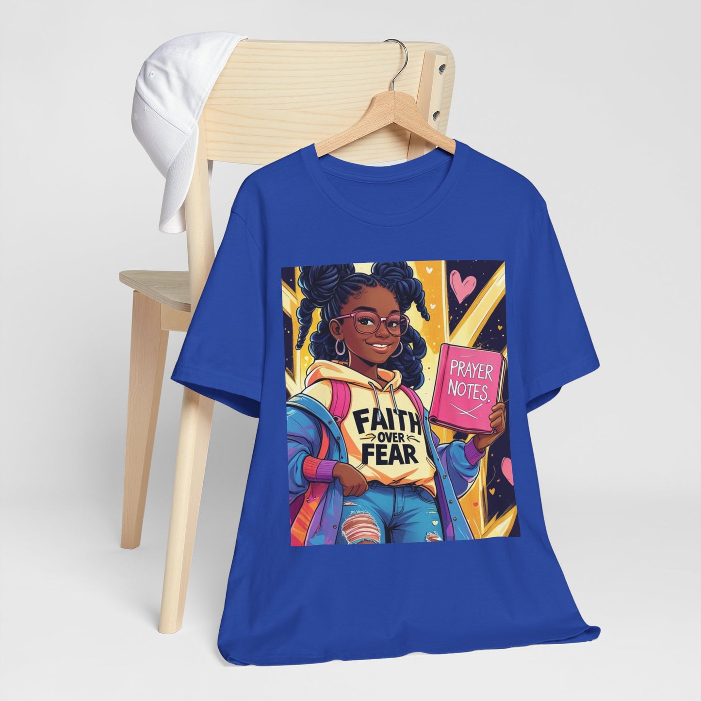 Faith Over Fear Unisex Tee - Empowering Graphic Shirt for Positivity, Inspirational Gift, Youth Apparel, Prayer Notes Design, Teen, Women