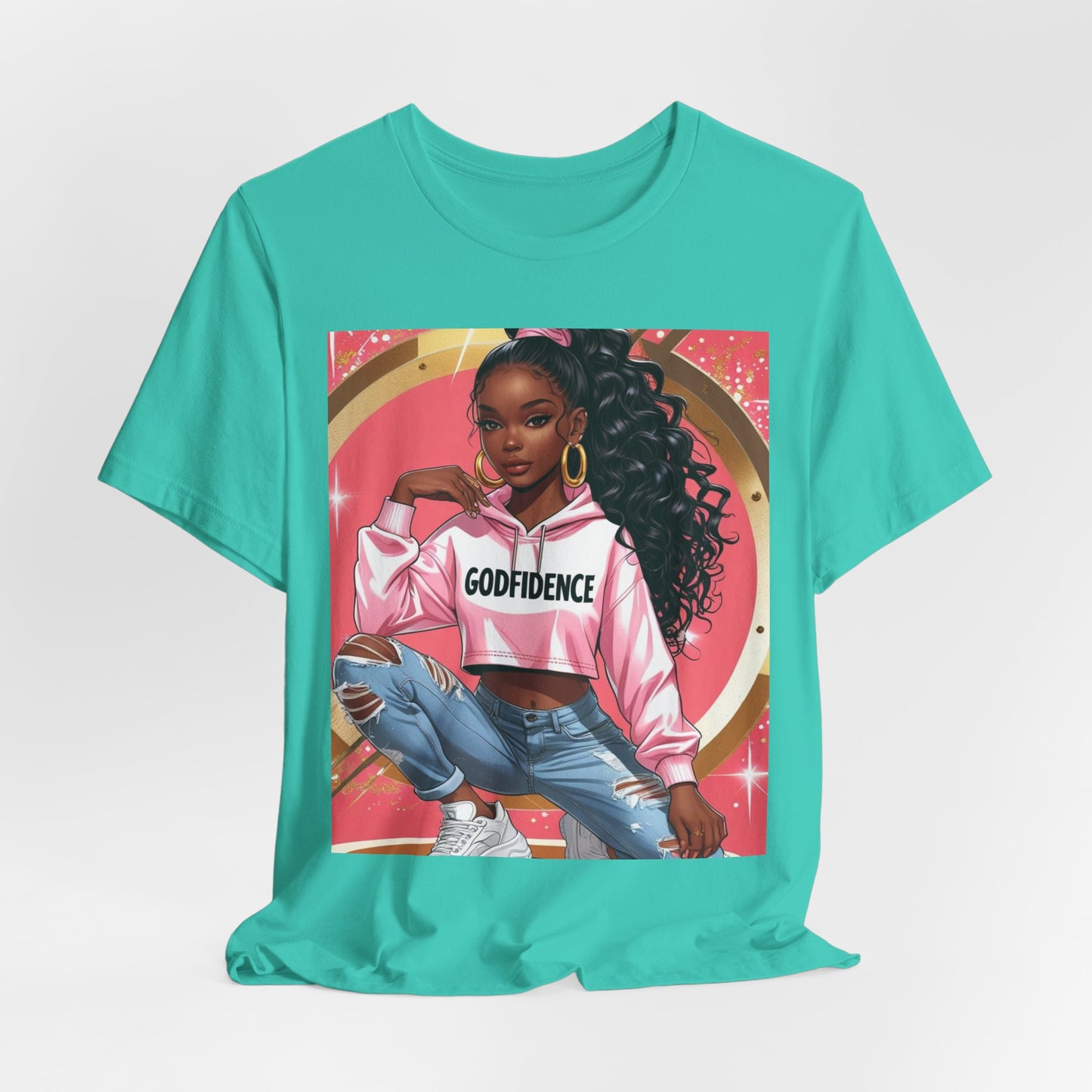 Godfidence Unisex Tee, Empowering Graphic Shirt, Casual Wear, Gift for Her, Fashionable Tees, Birthday Gift, Motivational Apparel