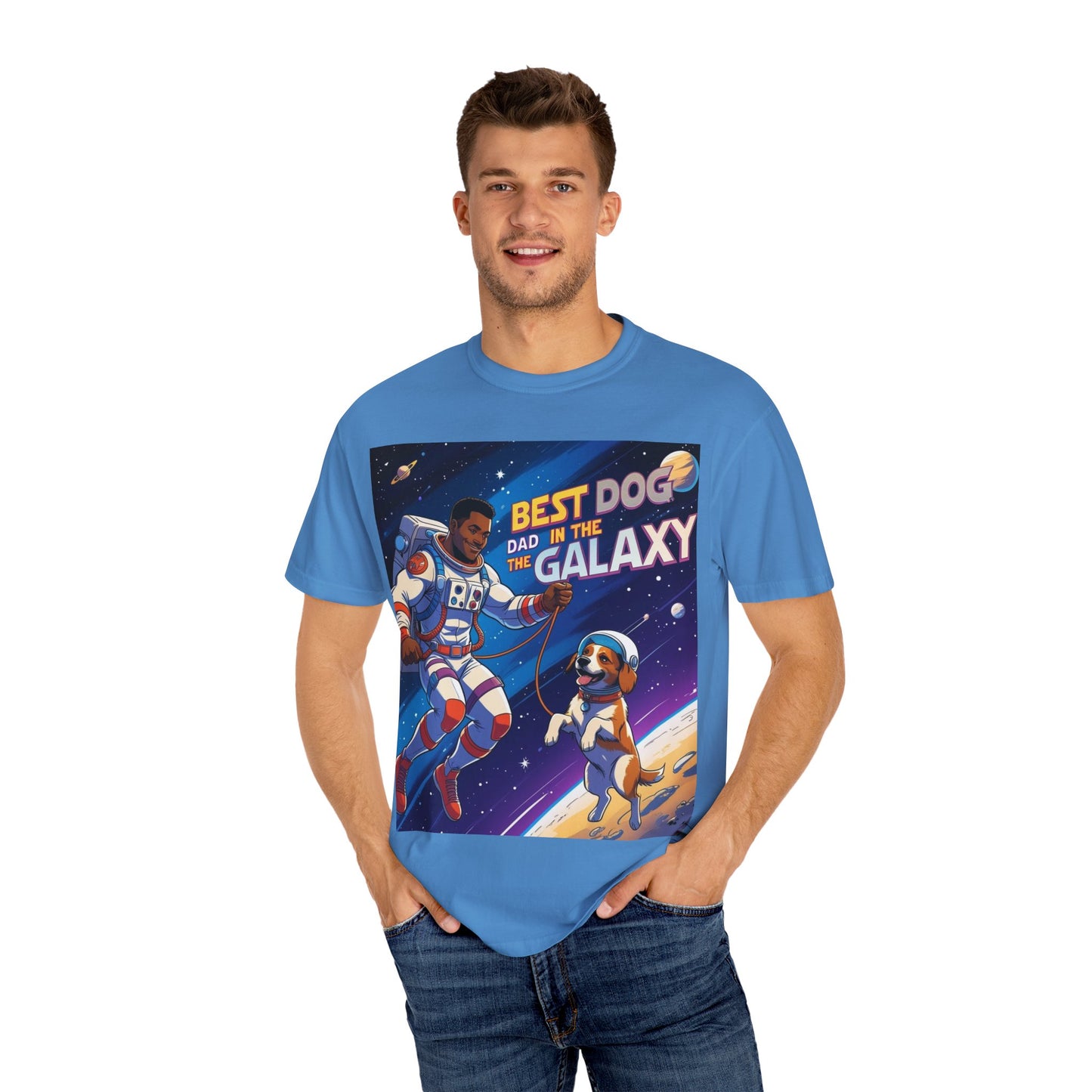 Best Dog Dad in the Galaxy T-Shirt, Unisex Space-Themed Tee, Dog Lover Gift, Father's Day Shirt, Gift for Dog Dads, Galaxy Graphic Tee