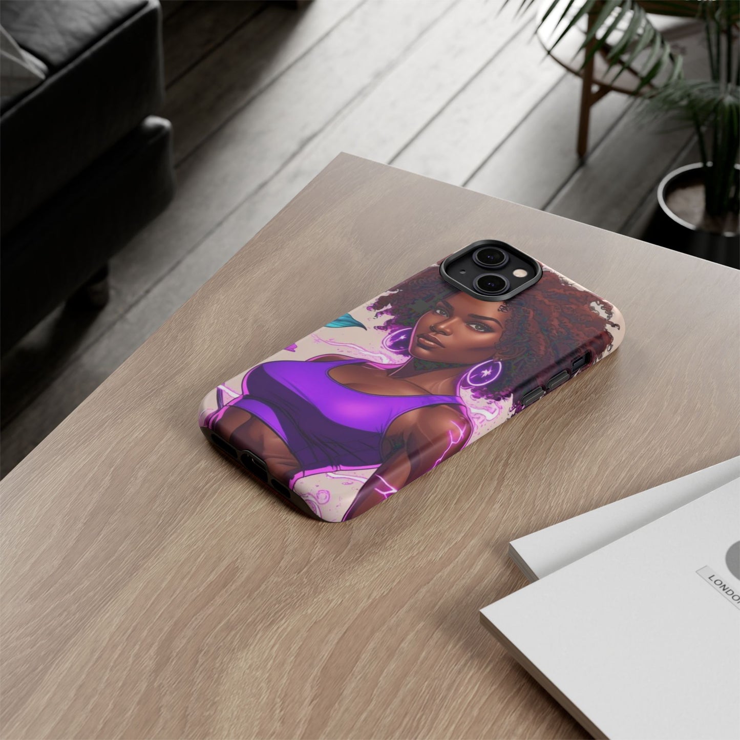 Vibrant Phone Case featuring Empowering Design, Black Woman Art, Floral Phone Accessory, Tough Cases for Gifts, Unique Gift for Her