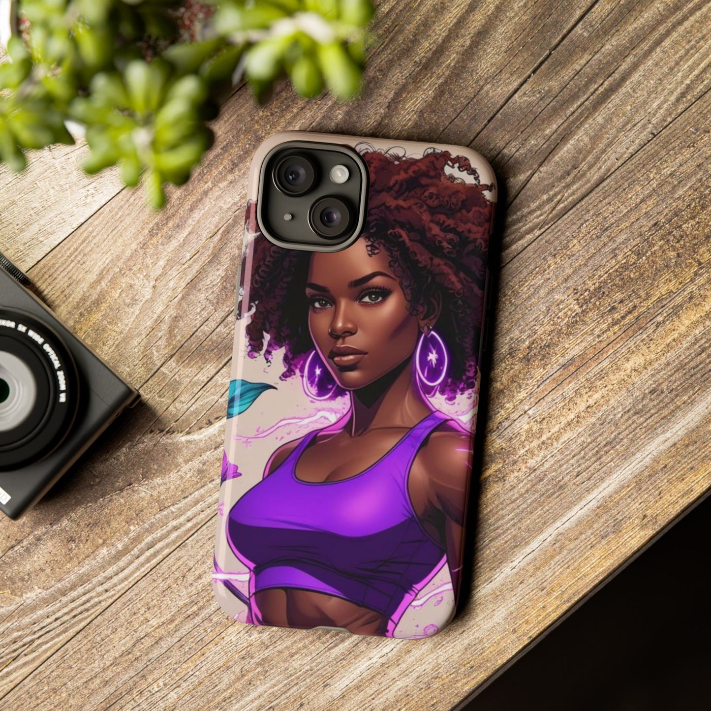 Vibrant Phone Case featuring Empowering Design, Black Woman Art, Floral Phone Accessory, Tough Cases for Gifts, Unique Gift for Her