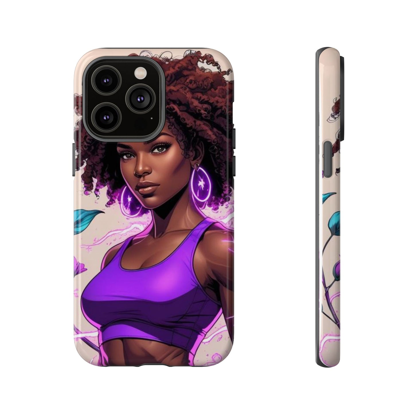 Vibrant Phone Case featuring Empowering Design, Black Woman Art, Floral Phone Accessory, Tough Cases for Gifts, Unique Gift for Her