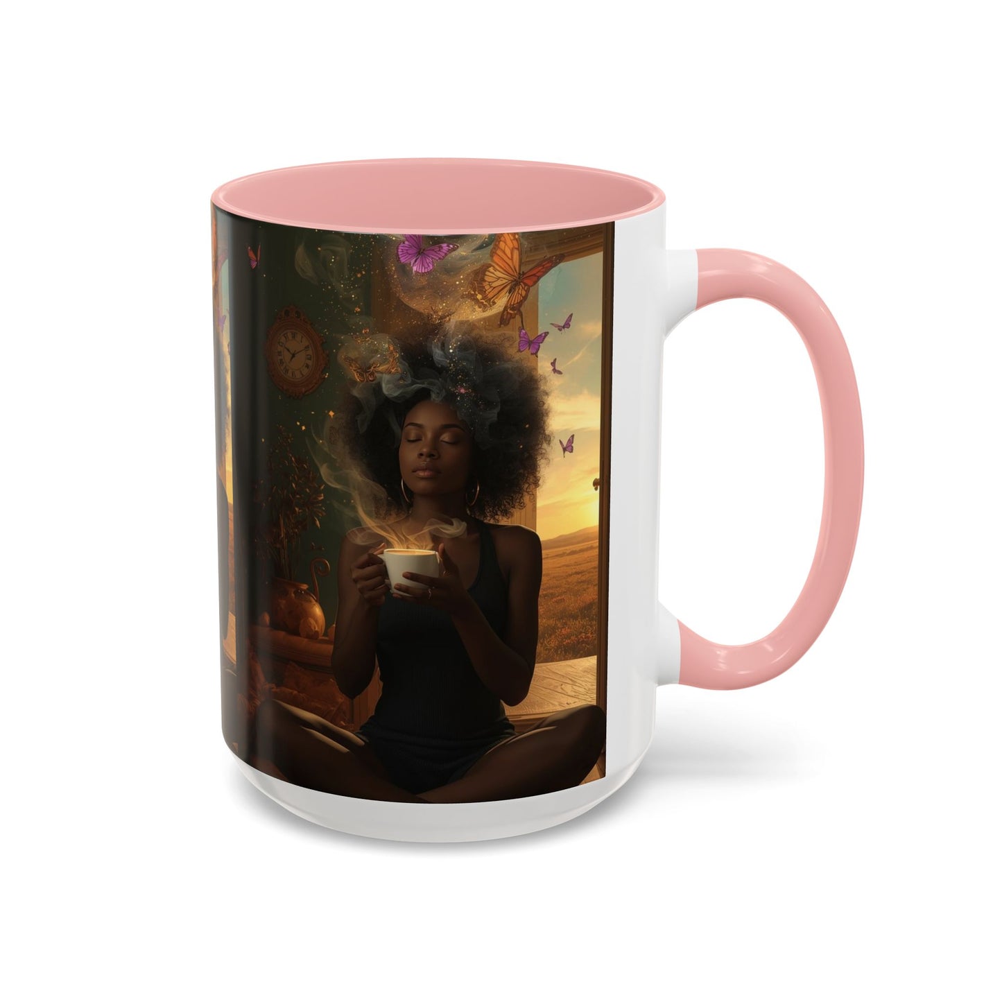 Serene Morning Accent Coffee Mug - Perfect for Tea Lovers, Unique Gift for Women, Cozy Home Decor, Butterfly Design Memento