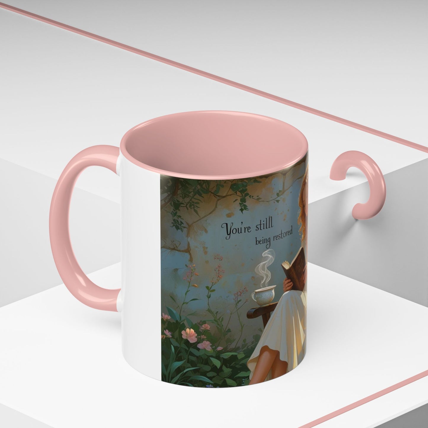 Accent Coffee Mug with Inspirational Design, Cozy Gift for Readers, Perfect for Relaxation, Home Decor, Warm Beverage Lover