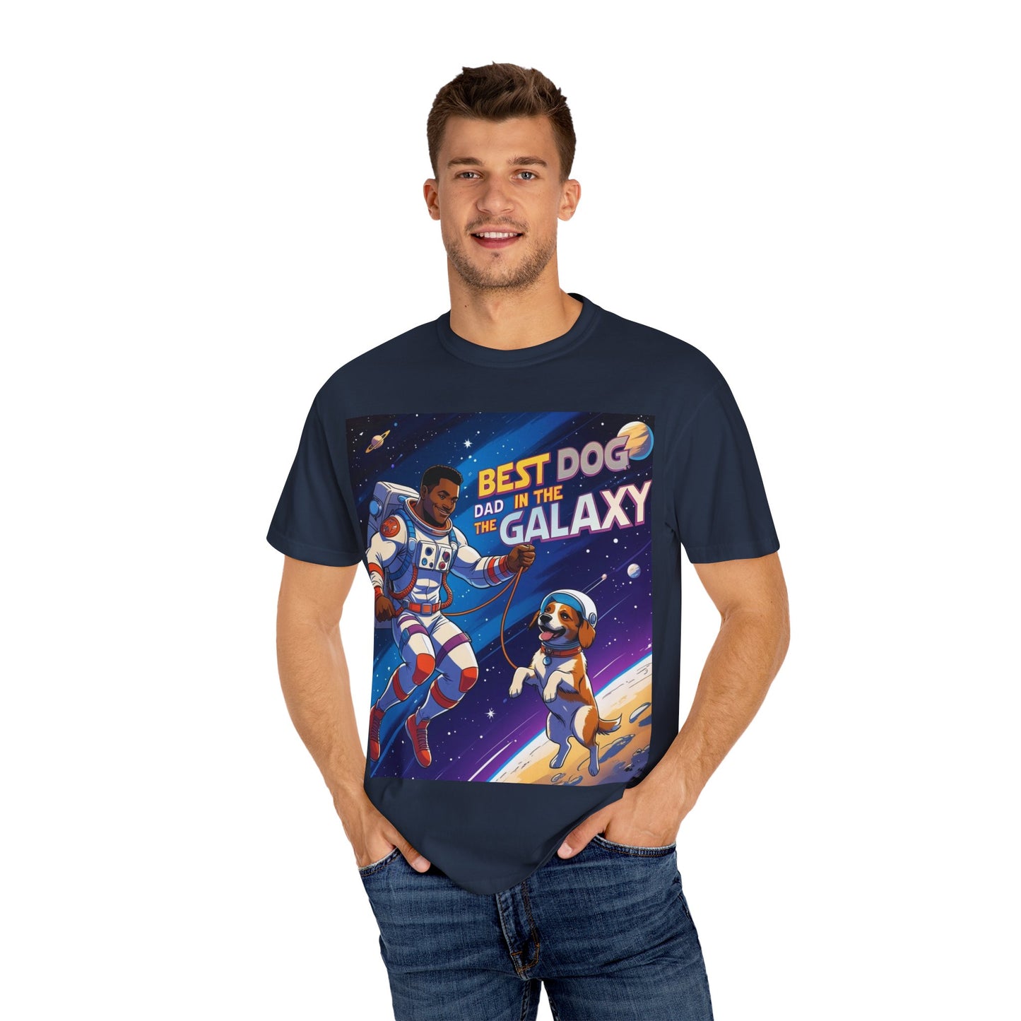 Best Dog Dad in the Galaxy T-Shirt, Unisex Space-Themed Tee, Dog Lover Gift, Father's Day Shirt, Gift for Dog Dads, Galaxy Graphic Tee