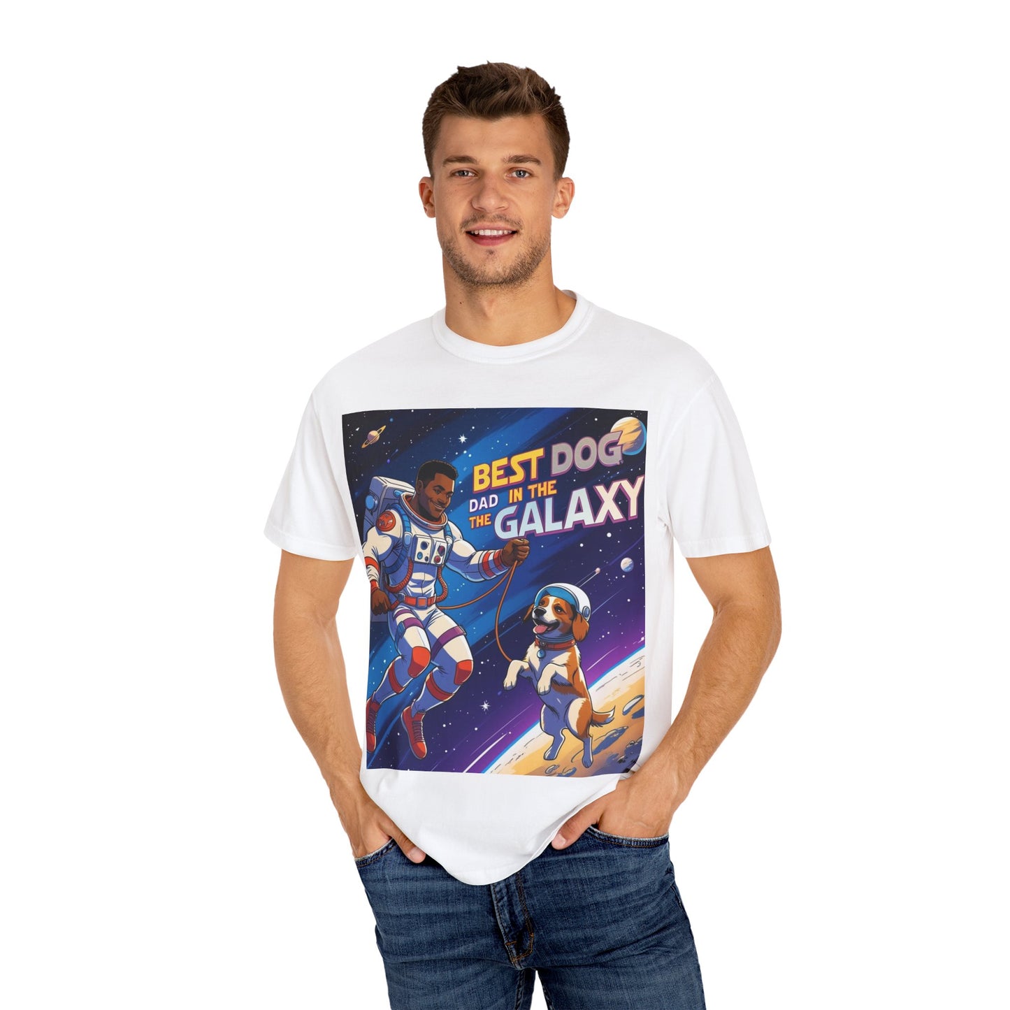 Best Dog Dad in the Galaxy T-Shirt, Unisex Space-Themed Tee, Dog Lover Gift, Father's Day Shirt, Gift for Dog Dads, Galaxy Graphic Tee