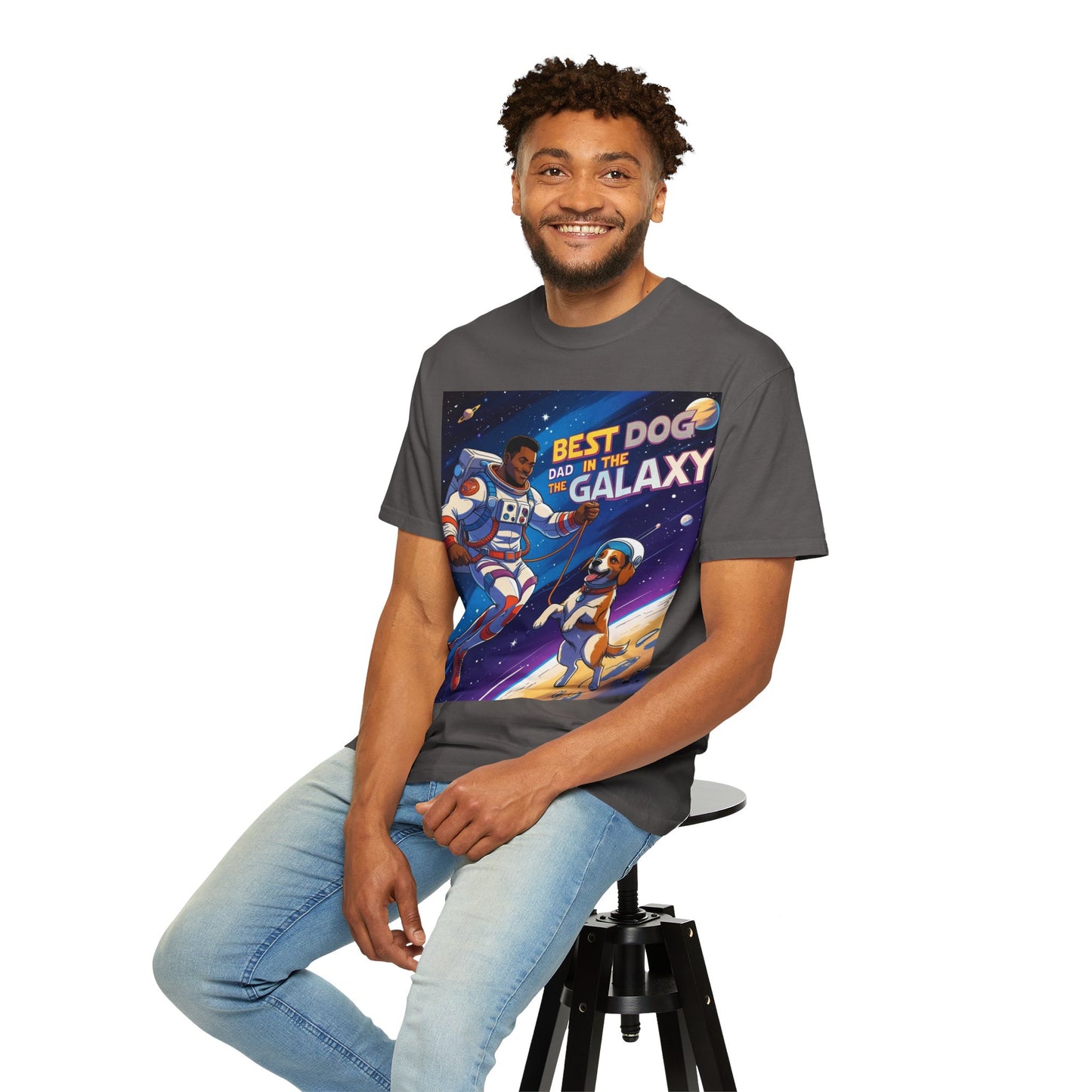 Best Dog Dad in the Galaxy T-Shirt, Unisex Space-Themed Tee, Dog Lover Gift, Father's Day Shirt, Gift for Dog Dads, Galaxy Graphic Tee
