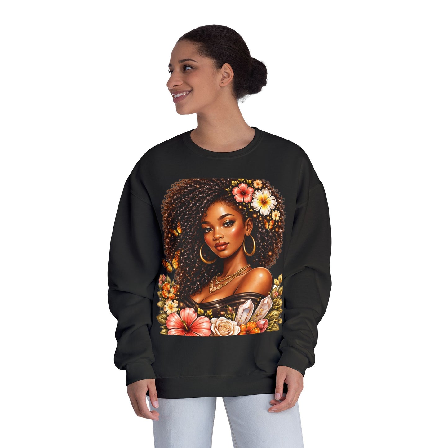 Afro Floral Portrait Crewneck Sweatshirt
