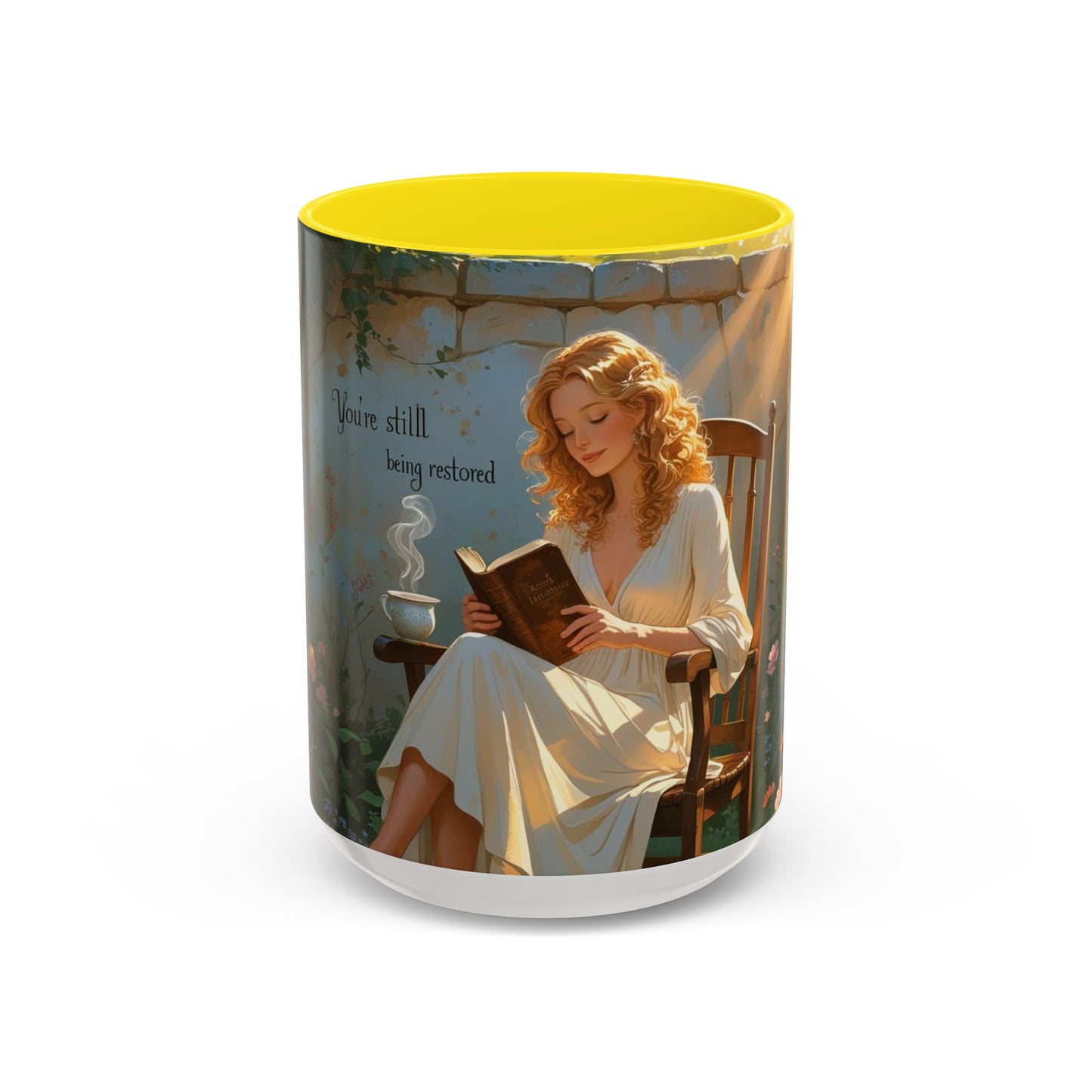 Accent Coffee Mug with Inspirational Design, Cozy Gift for Readers, Perfect for Relaxation, Home Decor, Warm Beverage Lover