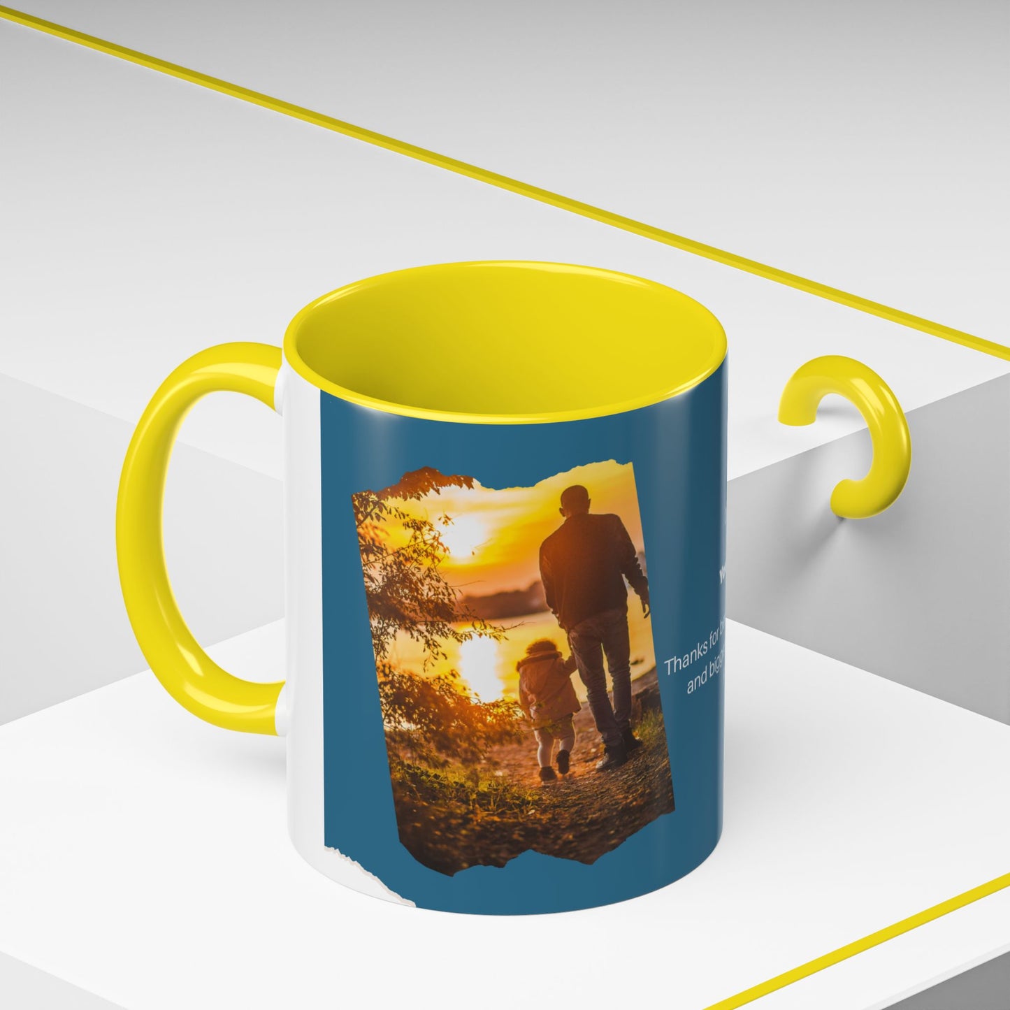 Dad's Love Accent Coffee Mug, Inspirational Dad Mug, Father's Day Gift, Personalized Coffee Cup, Unique Gift for Dad, Family Reminder