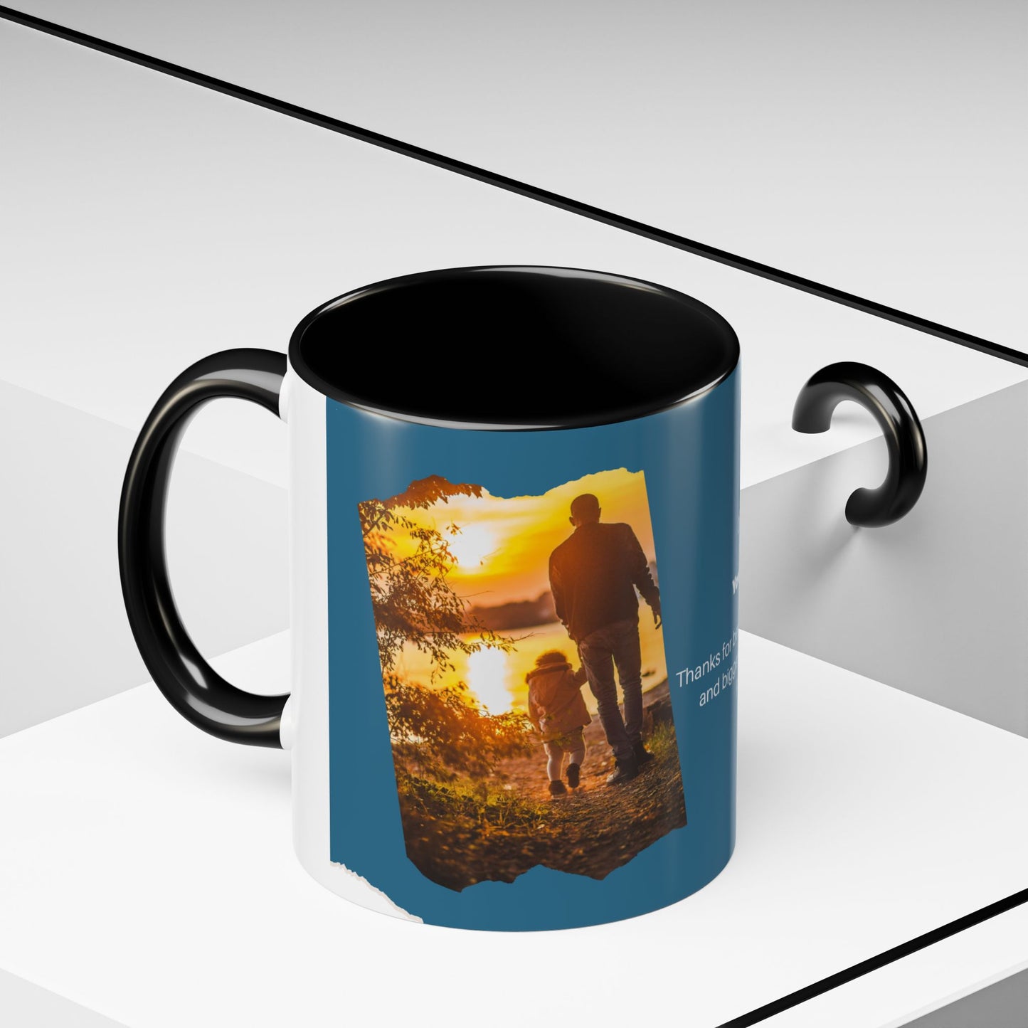 Dad's Love Accent Coffee Mug, Inspirational Dad Mug, Father's Day Gift, Personalized Coffee Cup, Unique Gift for Dad, Family Reminder