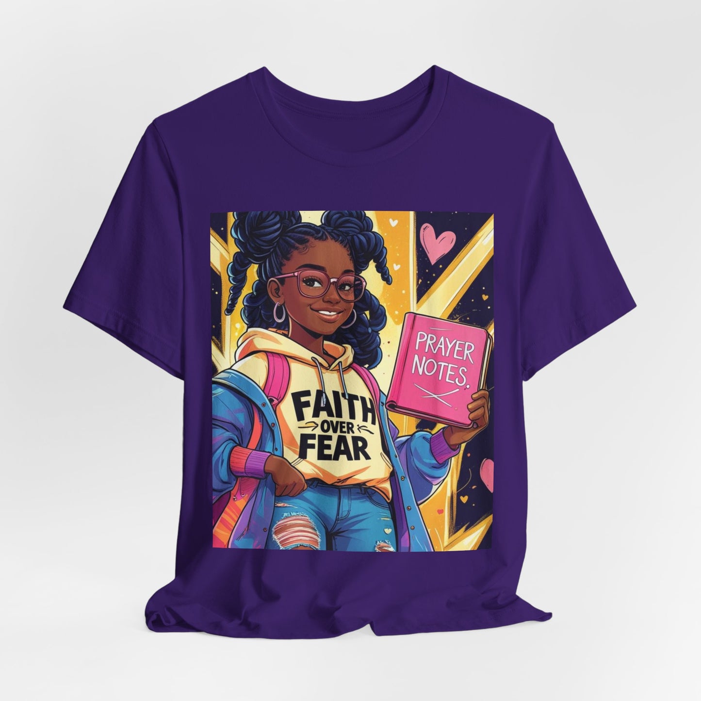 Faith Over Fear Unisex Tee - Empowering Graphic Shirt for Positivity, Inspirational Gift, Youth Apparel, Prayer Notes Design, Teen, Women