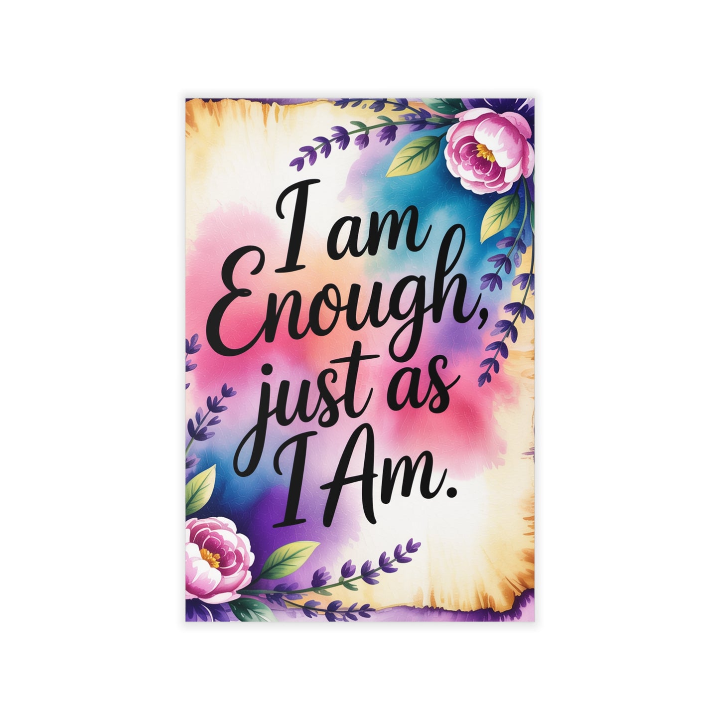 Organic Inspirational Wall Decal  'I Am Enough, Just As I Am'  Uplifting Home Decor, Gifts for Mom, Sister, Girlfriends