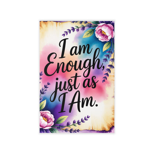 Organic Inspirational Wall Decal  'I Am Enough, Just As I Am'  Uplifting Home Decor, Gifts for Mom, Sister, Girlfriends